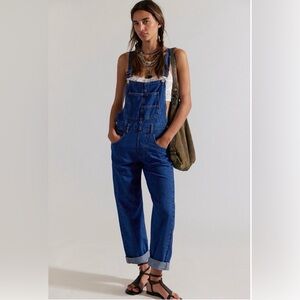 Free People Ziggy Denim Overalls Sapphire Blue Size XS